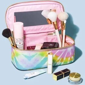 Stoney Clover Lane Textured Open Top Mirror Pouch Pastel Tie Dye NWT